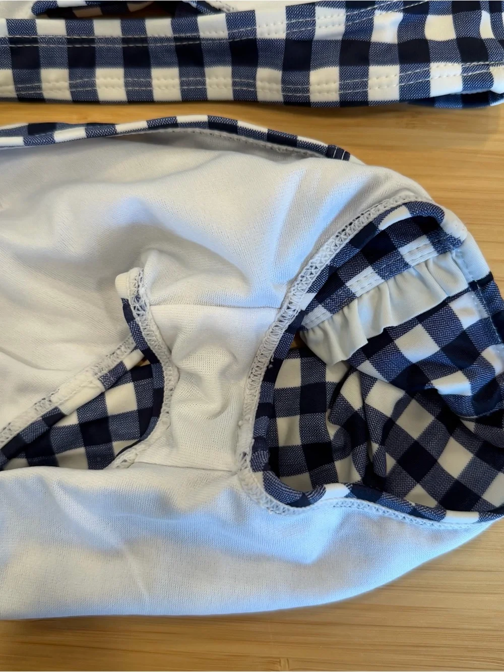 Janie And Jack Kids Girls Blue Gingham White Ruffle Halter 2 Pc Bikini Swim 5 S